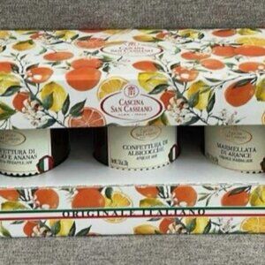 NEW San Cassiano Alba-Italy Jars of Apricot / Mango-Pineapple & Orange Jams